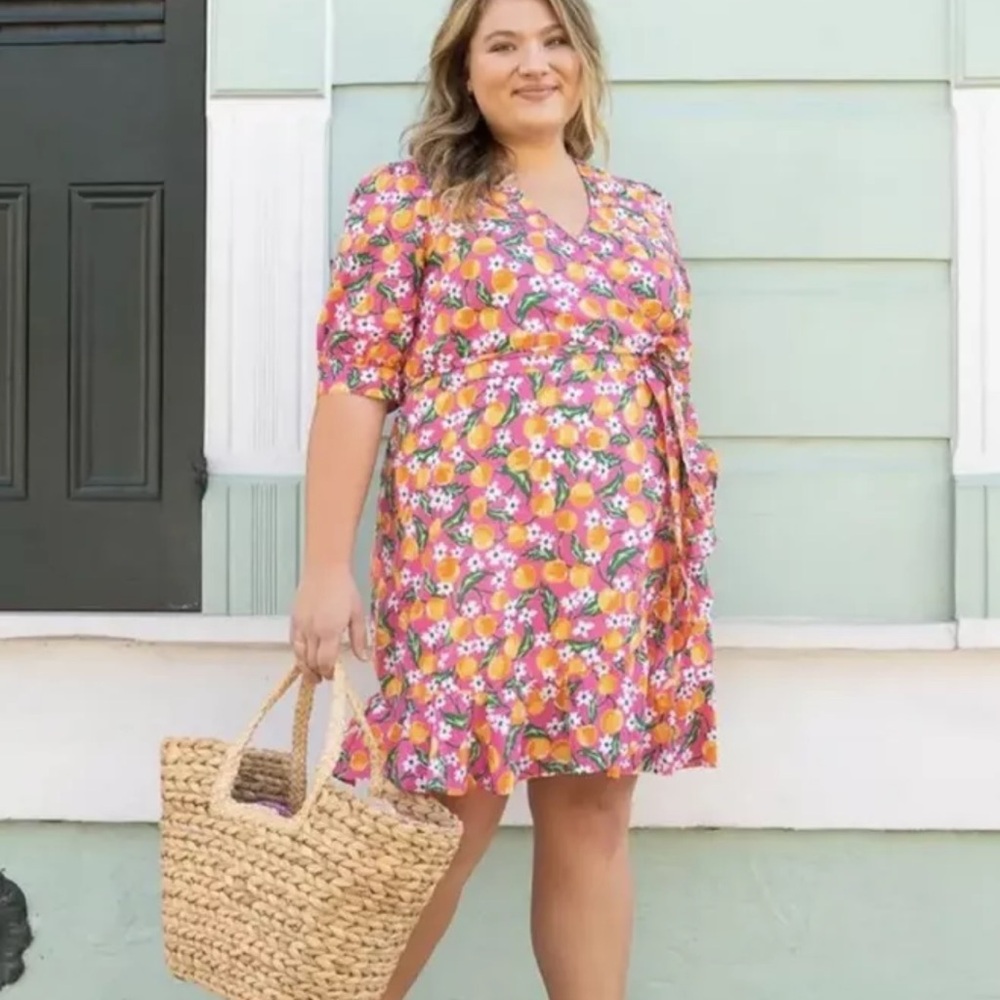 Draper James Orange Blossom Wynonna Wrap Dixie Rose Plus-size Dress